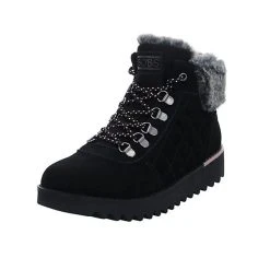 Skechers Damen Schuhe Outdoor Mountain Kiss Schnürboots Wandern Trekking Bergsteigerösen Veloursleder Uni Outdoorschuhe - Schwarz