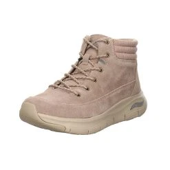 Skechers Damen Stiefeletten Schuhe Arch Fit Boots Elegant Freizeit Leder-/Textilkombination Uni Schnürstiefeletten - Taupe