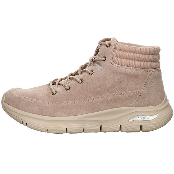 Skechers Damen Stiefeletten Schuhe Arch Fit Boots Elegant Freizeit Leder-/Textilkombination Uni Schnürstiefeletten - Taupe 4 Skechers Damen Stiefeletten Schuhe Arch Fit Boots Elegant Freizeit Leder-/Textilkombination Uni Schnürstiefeletten - Taupe – Bild 2