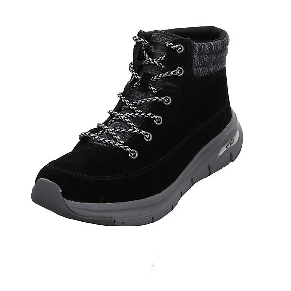 Skechers Damen Stiefeletten Schuhe Arch Fit Boots Elegant Freizeit Leder-/Textilkombination Uni Schnürstiefeletten - Schwarz 3 Skechers Damen Stiefeletten Schuhe Arch Fit Boots Elegant Freizeit Leder-/Textilkombination Uni Schnürstiefeletten - Schwarz