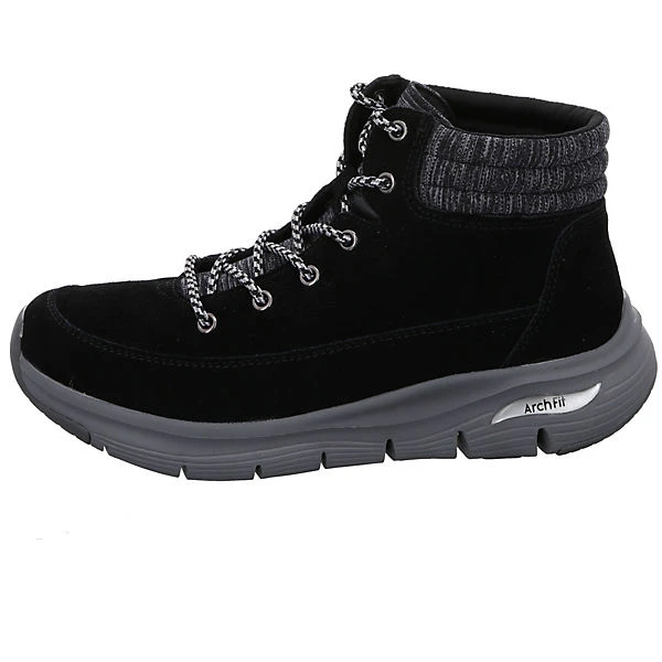 Skechers Damen Stiefeletten Schuhe Arch Fit Boots Elegant Freizeit Leder-/Textilkombination Uni Schnürstiefeletten - Schwarz 4 Skechers Damen Stiefeletten Schuhe Arch Fit Boots Elegant Freizeit Leder-/Textilkombination Uni Schnürstiefeletten - Schwarz – Bild 2
