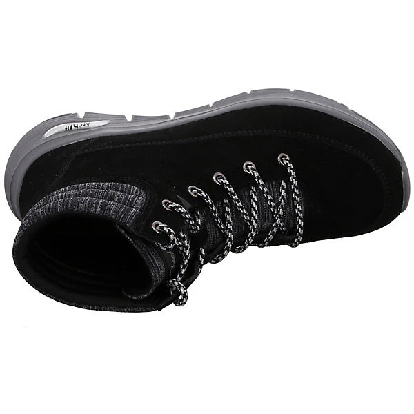 Skechers Damen Stiefeletten Schuhe Arch Fit Boots Elegant Freizeit Leder-/Textilkombination Uni Schnürstiefeletten - Schwarz 10 Skechers Damen Stiefeletten Schuhe Arch Fit Boots Elegant Freizeit Leder-/Textilkombination Uni Schnürstiefeletten - Schwarz – Bild 8