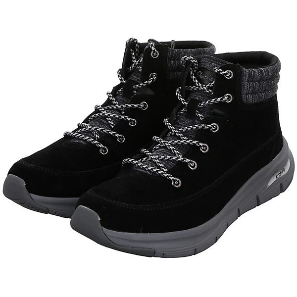Skechers Damen Stiefeletten Schuhe Arch Fit Boots Elegant Freizeit Leder-/Textilkombination Uni Schnürstiefeletten - Schwarz 12 Skechers Damen Stiefeletten Schuhe Arch Fit Boots Elegant Freizeit Leder-/Textilkombination Uni Schnürstiefeletten - Schwarz – Bild 10