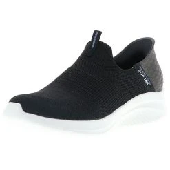 Skechers 149709/BLK Ultra Flex 3.0-Smooth Step Damen Sneaker Slipper VEGAN Schwarz/grau - Schwarz